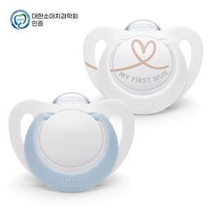 누크 스타 노리개젖꼭지 S1 (0~6개월) 블루+화이트 2개입/쪽쪽이