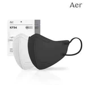 아에르 스탠다드 라이트핏 KF94 새부리형 컬러 마스크 30매 [대형 / 중형] [화이트 / 블랙]