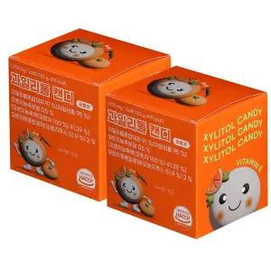 (임박할인)국내생산 과일리톨 60정 2박스 자일리톨 비타민E 함유 무설탕 캔디 (오렌지맛/포도맛)