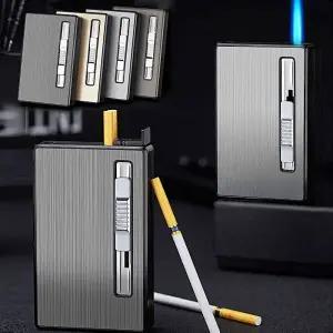 뮤고스 슬라이드 자동 라이터 긴 얇은 에쎄 메탈 담배 케이스