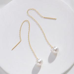 [골드팡] 14k 클로에드롭펄 롱귀걸이