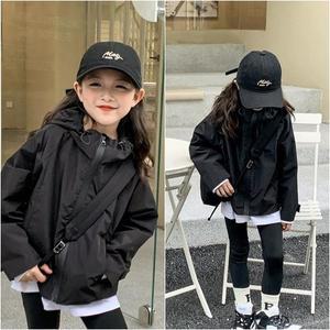 [삐삐네옷가게]여아 주니어 해피스마일 블랙 후드 바람막이 자켓