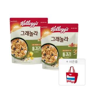 켈로그 통귀리그래놀라 500g, 2개+증정(리유저블백 빨강, 1개)