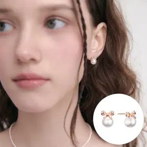 [로즈몽] 실버 리본 진주 귀걸이 RA24C39K