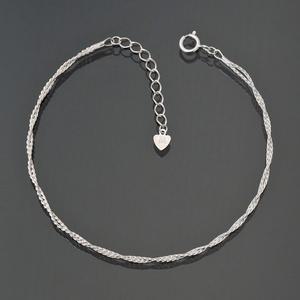 [미니아트]여성용 순은 92.5 실버 데일리 레이어드 꼬임 매듭 체인 발찌