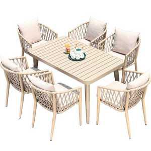 야외 6인용 대형 테이블 세트 180cm 북유럽 정원 확장