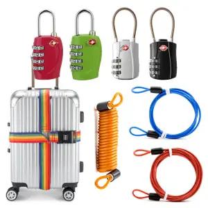 캐리어 벨트 자물쇠 TSA 잠금 와이어 끈 유럽 여행 도난 방지 밴드 스프링 스트랩