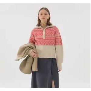 [온앤온][온앤온] 자카드 하프 집업 니트 탑(MK2WPB50)