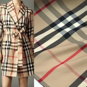 대폭 선염 메모리원단  트렌치 베이지 비비 체크원단