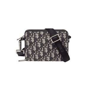 디올 오블리크 스트랩 숄더 파우치 백 블랙 베이지 지퍼 2OBBC119YSEH05E