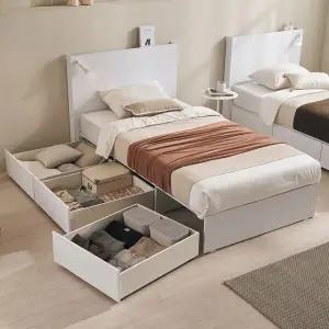 로사 빅 수납 일반헤드 LED조명 싱글 서랍 평상형 침대 프레임 S (일반서랍)