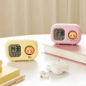 카카오프렌즈 춘식이 미니 라이트 전자시계 알람 무소음 온도계 무드등 탁상 디지털 조명 시계 학생 직장인 단체선물