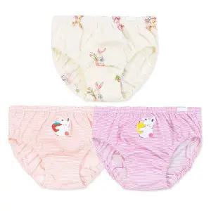 [보리보리/오가닉맘]26신상 토끼 무늬 여아삼각팬티 3종세트