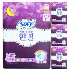 쏘피 한결 안심숙면 420 슈퍼롱 소피 날개형 생리대 42cm 80개입