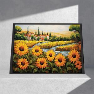 DIY 보석십자수 패브릭 유화 해바라기마을 40x60cm