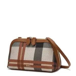 (선물포장) 브라운 쥬빌리체크 패턴 포인트 미니크로스백 (DCWA5F226W2)