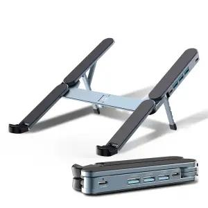 디큐브 Flexen H 4in1 멀티허브 초경량 휴대용 접이식 노트북 거치대 받침대 4개포트 6단계 높이조절