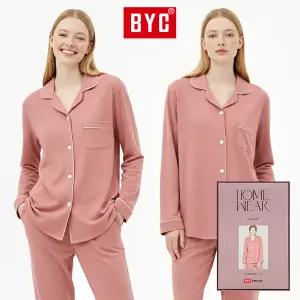 BYC 여성 잠옷 세트 순면 양면 긴팔 봄 가을 겨울 홈웨어 여자 파자마 빅사이즈 NNG2020