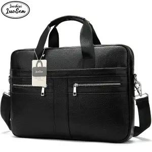 LUOSEN 천연소가죽 남성 노트북 서류가방 남자가방 크로스백