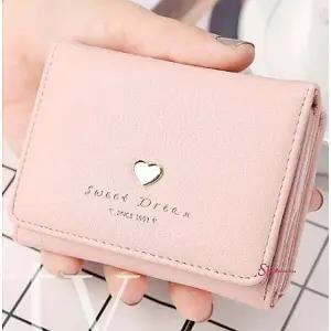 반지갑 여자 동전 여중생 여고생 3단 여학생 여성 핑크 블랙 하트 큐빅 카드 귀여운지갑mno554