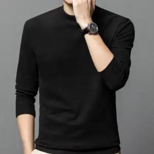 데일리 긴팔 라운드 겨울 기모 레이어드 반목 남성 모크넥 티셔츠 소프트웜 피치 하프넥