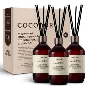 코코도르 디퓨저 고급향 인테리어소품 + 섬유스틱 7p 숲속새벽공기 500ml 3개