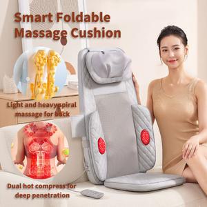 스마트 접이식 마사지 쿠션, 목/어깨/허리 영역 주무름, 적외선 열, 다중 강도 조절, 조용한 타이머