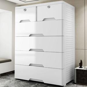 플라스틱 서랍장 5단 화이트 오단 가정용 4층 심플 순백색 와이드 선반 원룸 의류 백색