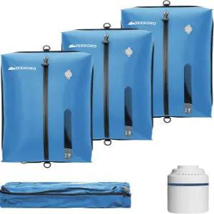 여행용 YEEKORO 진공백 가방용 전문 IPX8 방수 재사용 진공 압축백 내구성 있는 공간 절약 가방(3팩 펌프