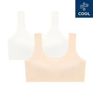 [수아팜] [2컬러] 주니어 2단계 쿨 메쉬 스포츠브라 끈나시형 2매 세트