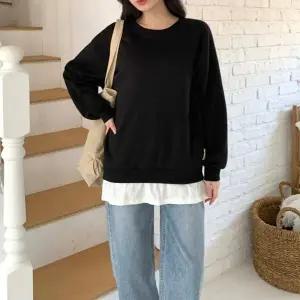 루즈핏 무지 레이어드 기모 맨투맨 티셔츠 jj24403 아동기모맨투맨 남자 여성겨울기모맨투맨