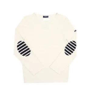 [세인트제임스] 0844 ECRU NAVY ECRU 메르디앙 모던 스트라이프 엘보 패치 공용 긴팔티