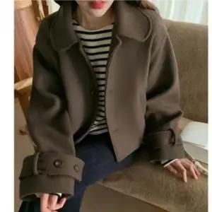 겨울 캐주얼 여성 기모 숏 코트 싱글 카라넥 아우터