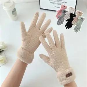 겨울 보온 기모장갑 와플패턴 여자 방한 안감 퍼