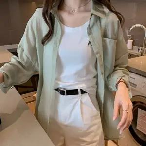 2컬러 시스루 캐주얼 여성 셔츠 블라우스 간절기셔츠