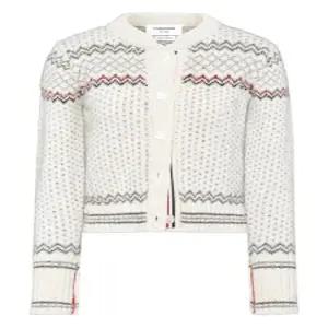 25FW 톰브라운 여성 페어아일 자카드 크롭 가디건 FKC677AY1506100 WHITE BPG