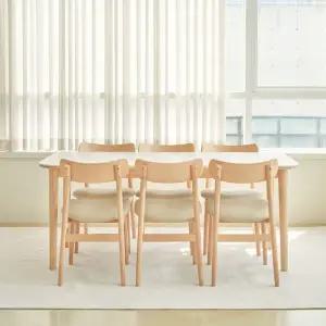 레이디가구 아이비 포세린 세라믹 원목식탁 6인 세트 (의자6)
