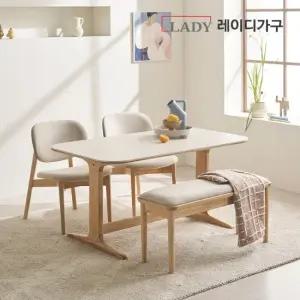 [3만원상품권]엘린 패밀리 원목 세라믹식탁 4인 세트 원목벤치의자형