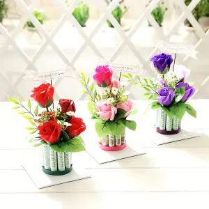 로즈 용돈박스 케이크 10 레드 시험지 상자 기념일 디저트 장식 은색 선물 나무 파티 요리