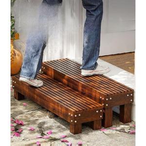 나무 사다리 현관입구 디딤판 실외 목재 현관 야외 높이 발코니 난간대 블랙 단차계단 스텝