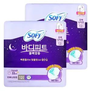 쏘피 바디피트 볼록맞춤 안심숙면 330 오버나이트 소피 생리대 33cm SOFY 24개입