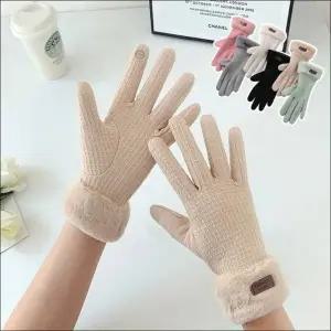 여자 방한 보온 기모장갑 겨울 퍼 와플패턴 안감