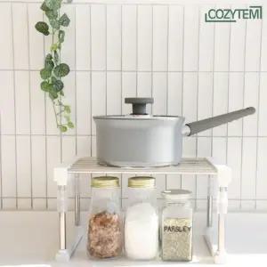 코지템 베르디 멀티조절 주방선반 1단 조립식선반 싱크대선반 하부장 냄비 정리대 길이 높이 멀티조절