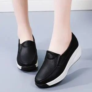 소가죽 슬립온 여성 통굽 편한 신발 WFJ4ONN