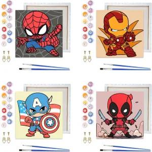 프레임이 있는 용 Sretoul 4 팩 페인트 - 4-8세 카툰 페인팅 키트 8x8인치인