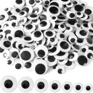 UPINS 300개 원형 플라스틱 블랙 구글리 즈 셀프 접착식 DIY 공예 장식 혼합 대형 사이즈 16mm 18mm 20mm