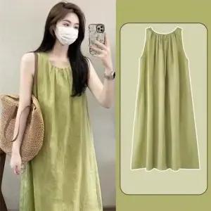 홈웨어 캡내장 민소매 원피스 잠옷 여성 민소매 홈웨어 파자마 실내복