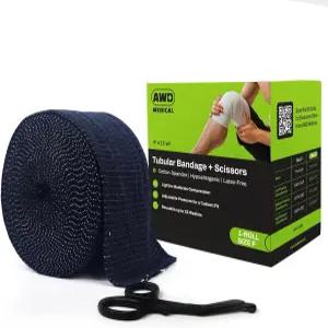 탄력 있는 튜브형 지지 붕대 - 관절 를 위한 재사용 가능한 압박 랩 큰 무릎/중간 허벅지용 스타키넷 튜브