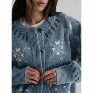 [에잇세컨즈] (35615ASMBQ) 자카드 카디건  스카이 블루