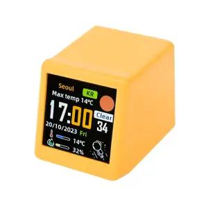 장식용 IPS LCD 화면 가젯이 있는 스마트 웨더 스테이션 미니 WiFi 데스크톱 알람 시계 디지털
